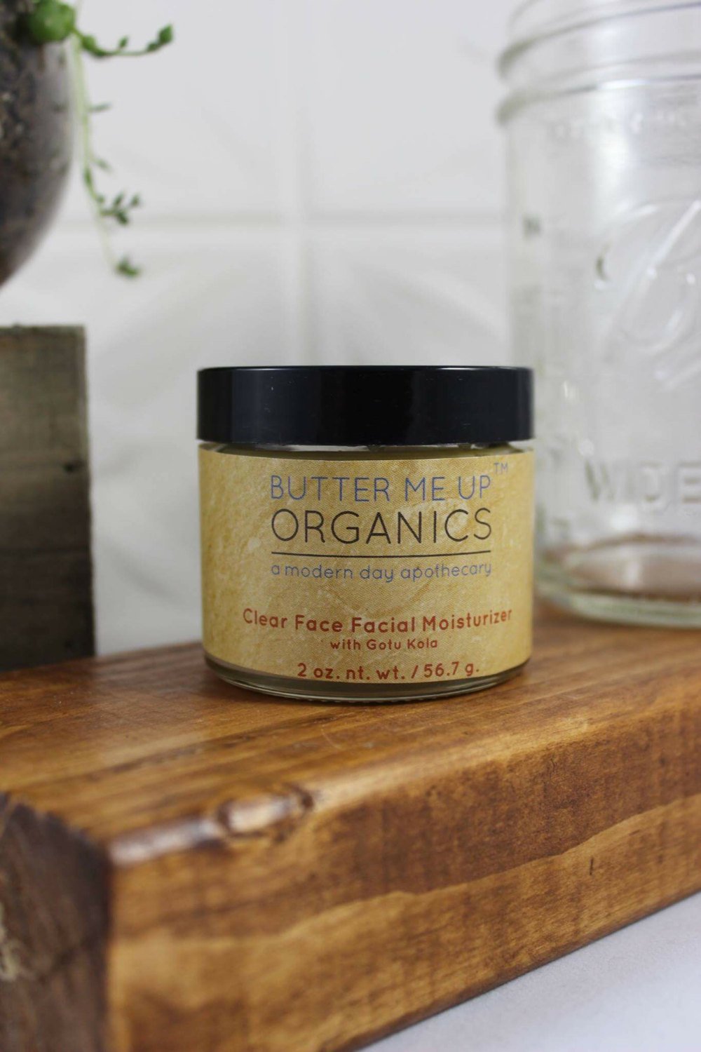 Organic Hydrating Facial Moisturizer with Aloe & Rosehip Oil  close up shot with aesthetic wooden bark backdrop